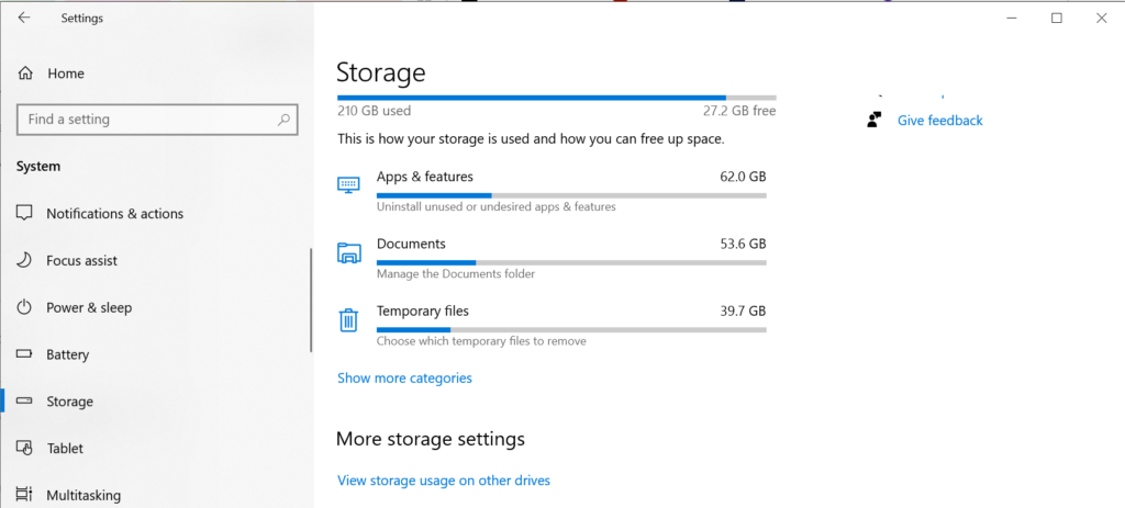 windows 11 storage settings disk space cleanup