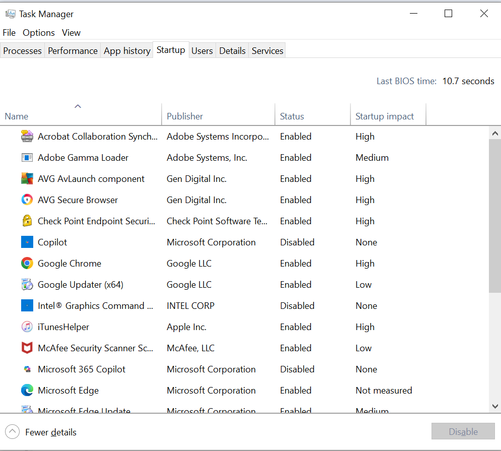disable startup programs windows 11 task manager